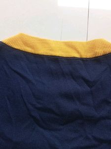 Navy Blue Top with Floral Embroidery