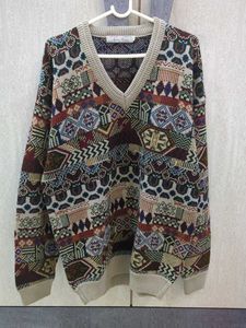 Vintage Patterned V-Neck Sweater