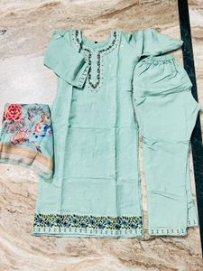 Light Blue Embroidered Kurta Set with Dupatta