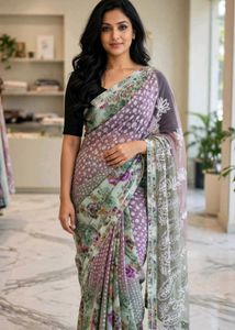 Elegant Floral Print Saree