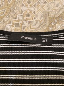 Madame Stripped Button-Up Cropped Top