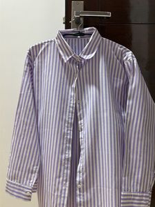 (S) Lavender Striped Button-Up Shirt