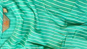 Green Striped Sleeveless Kurta