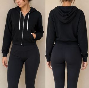 Cropped Black Zip-Up Hoodie