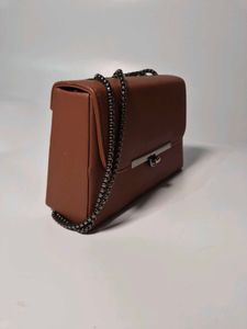 Brown Crossbody Bag with Chain Strap