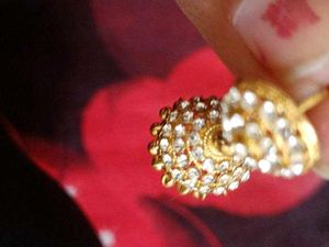Stone Work Gold Pleated Jhumki