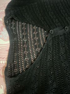 Sheer Black Crochet Knit Top