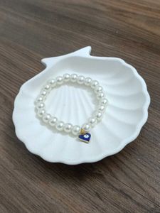 Pearl Bracelet with Heart Charm