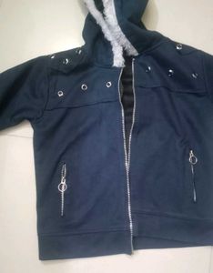 Navy Fur Hooded Jacket