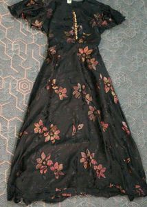 🖤 Midnight Bloom Black Floral Gown🥀