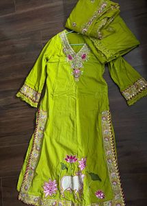 Vibrant Green Embroidered Kurta Set