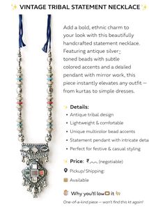 Boho Oxidized Mirror Work Necklace Set