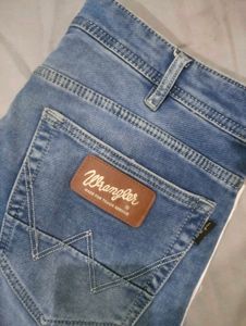 Wrangler Blue Denim Jeans with Side Stripe