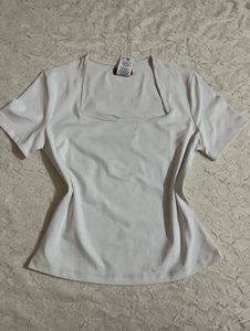 stylish cute white square neck top