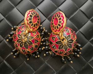 Red &amp; Black Jhumka Earrings - New