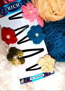 Handmade Crochet Flower Hair Clips