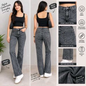 Stylish Grey Acid-Wash Denim Jeans | Trendy Casual