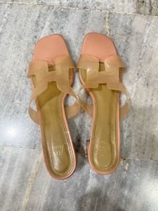 Stylish Pink &amp; Transparent Block Heels