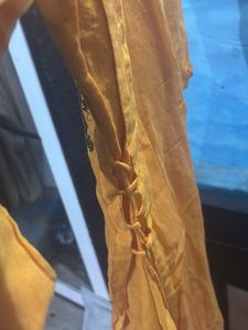 Yellow Embroidered Kurta with attached skirt style