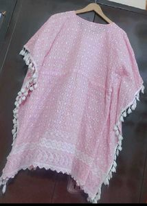 Light Pink Chikan Stuff Tunic For 38 Bust