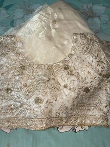 Embellished White Ethnic Blouse saree