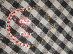 Elegant Red Stone &amp; Pearl Necklace Set