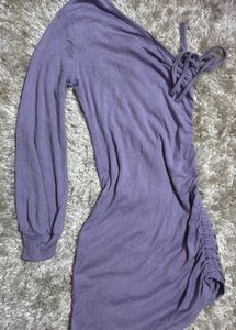 Cute Purple Ribbed Long Sleeve Top
