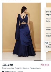 Royal Blue Crop Top  Saree
