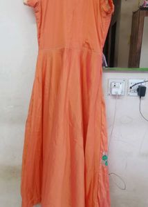 Orange Embroidered Ethnic Gown