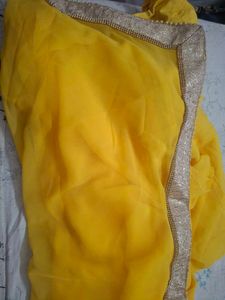 Vibrant Yellow Saree with Embellished Border