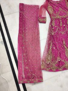 Stunning Pink Embellished gown with dupatta i