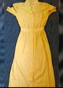 Yellow Button-Up Midi Dress