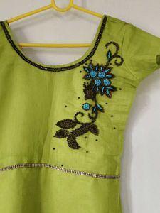 Lime Green Embroidered Kurta Set