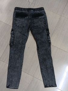 Men's Acid Wash Cargo Jeans