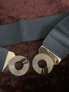 Black Elastic Belt with Gold Clasp