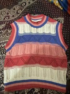 Colorful Striped Knit Sweater Vest