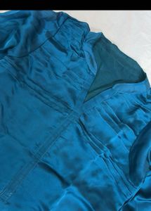 Teal satin kurta