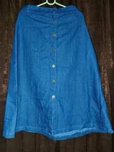 Classic Blue Denim A-Line Skirt