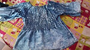 Blue Tie-Dye Smocked Top