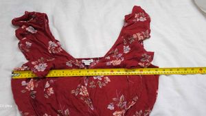 American Eagle Maroon Floral Ruffle Playsuit