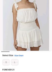 FOREVER 21 Chic White Tiered Smocked Dress