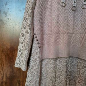 Chic Lace Sleeve Sweater Top