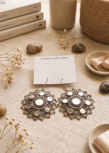 Oxidised Mirror Work Earrings