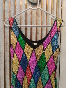 Sparkling Sequin Diamond Pattern Dress