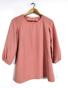 Dusty Rose Pleated Shoulder Blouse
