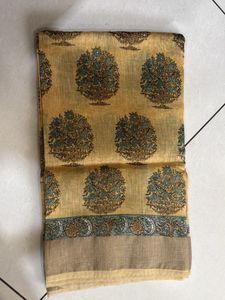 Beautifully Printed Yellow Saree