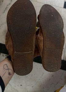 Brown Braided Leather Kolhapuri Chappals