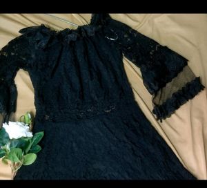 Black Net Off Shoulder Dress