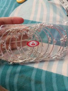 Silver Tone Beaded Bangles Set