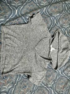 Gray Cropped Hoodie Top